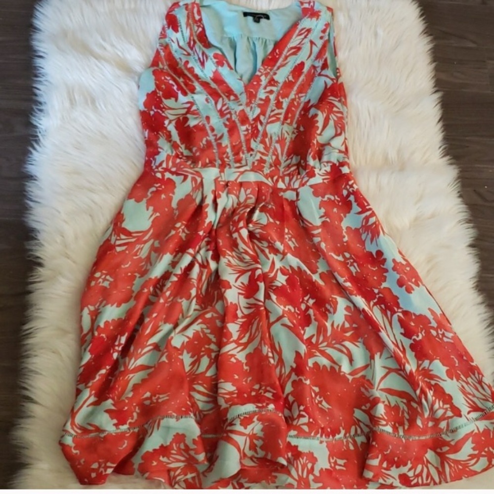 Coral and light blue size 16 dress